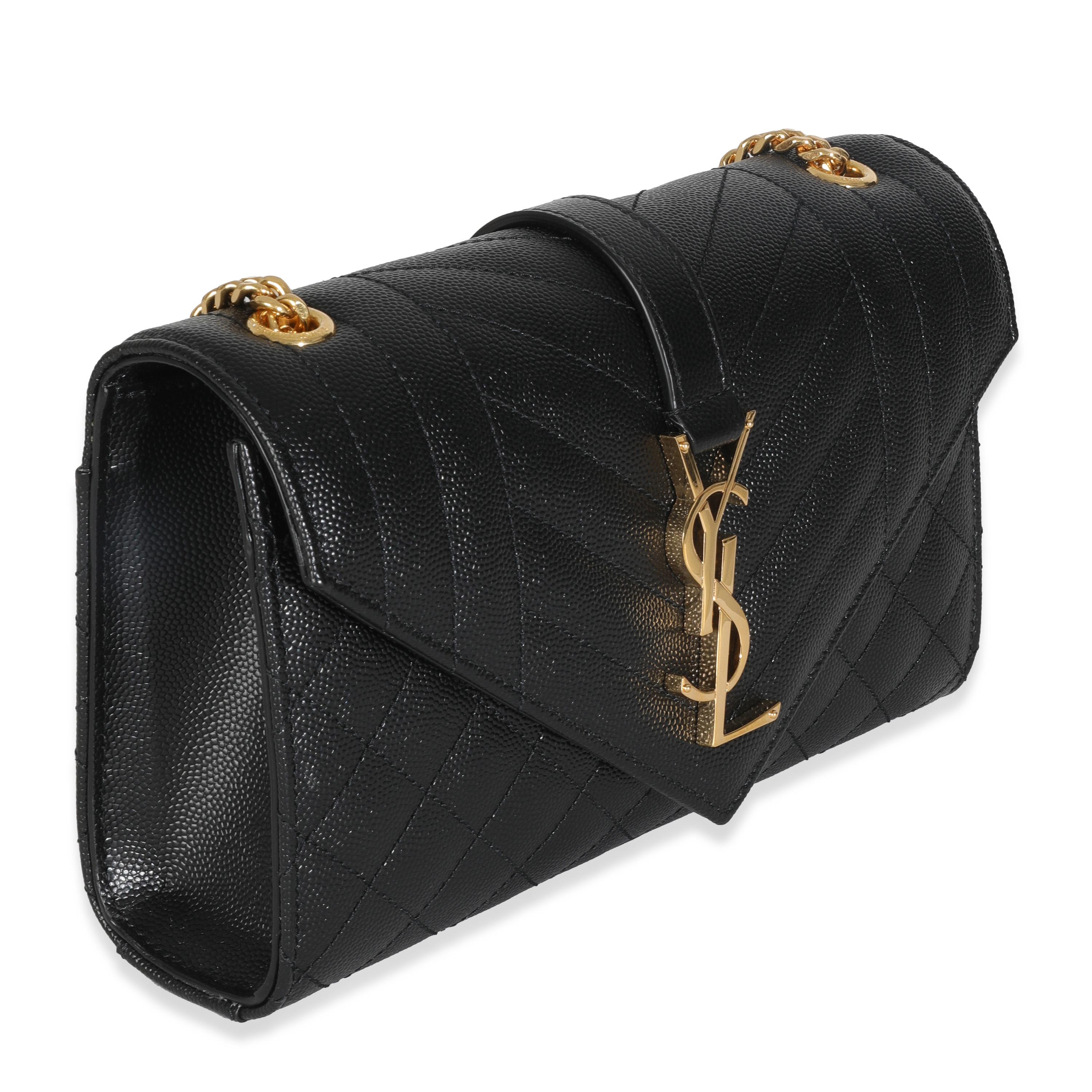 Saint Laurent Nero Grain De Poudre Misto Triquilt Busta Piccola Monogram Flap in vendita 3