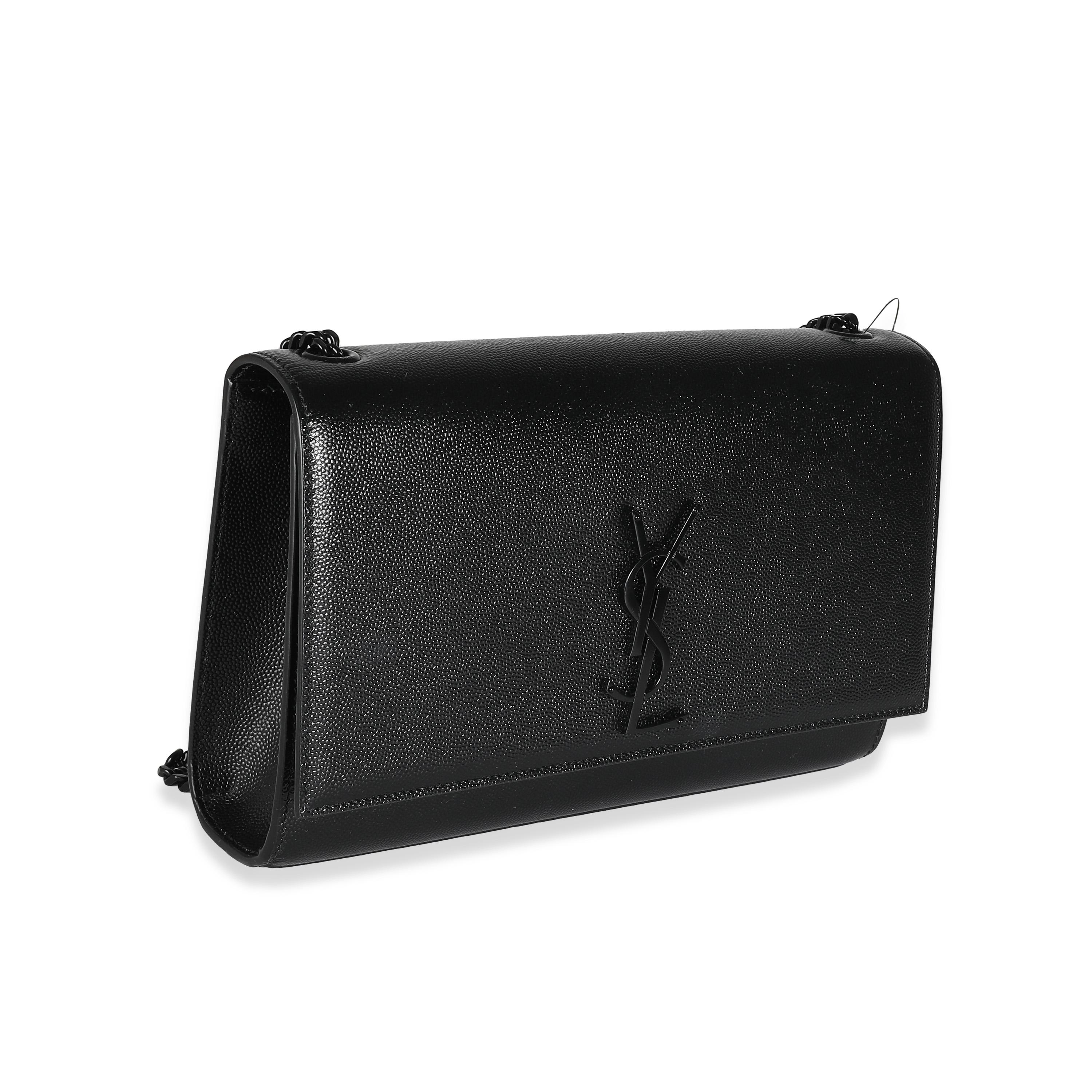 Saint Laurent Black Grain De Poudre Monochrome Medium Kate Chain Bag In Excellent Condition In New York, NY