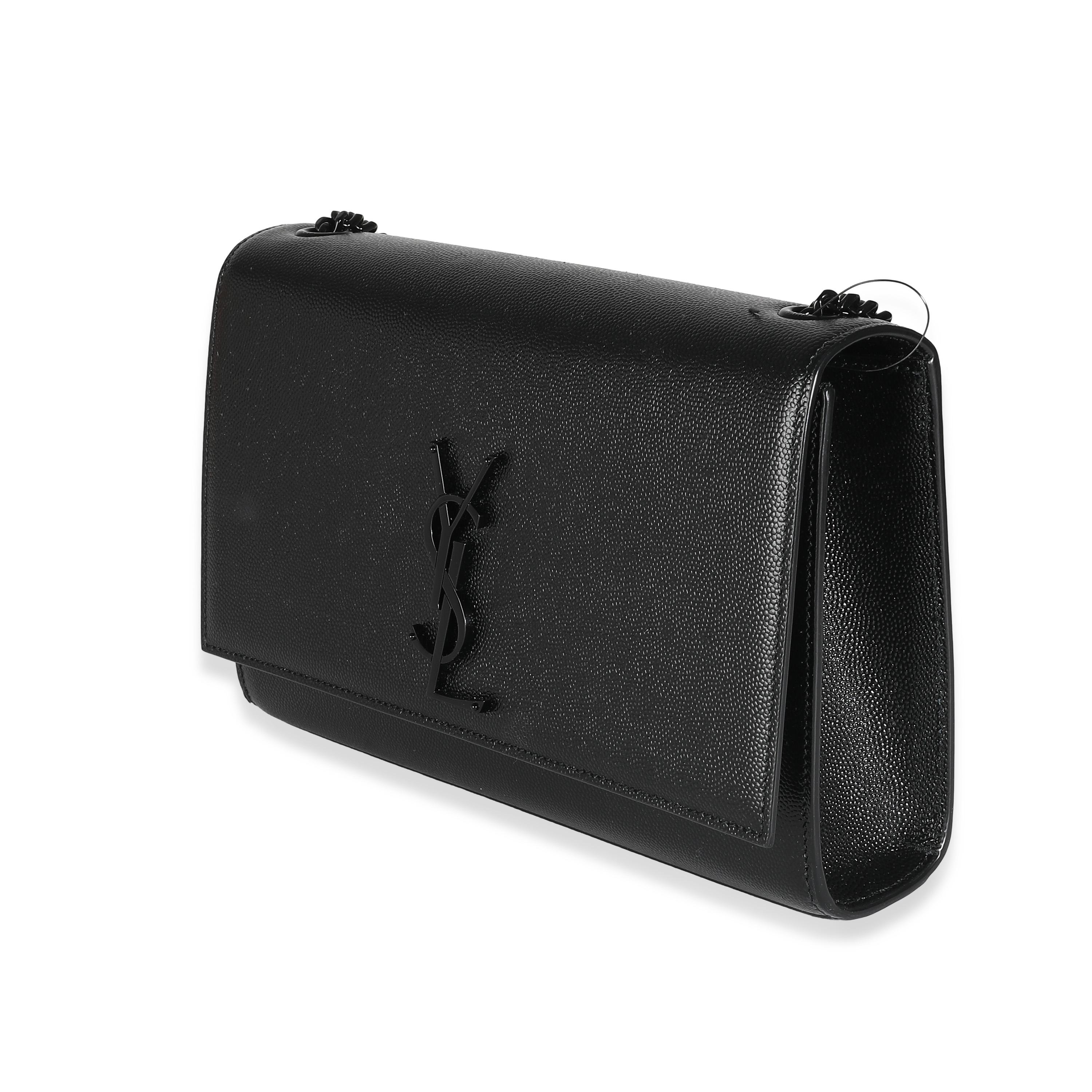 Women's or Men's Saint Laurent Black Grain De Poudre Monochrome Medium Kate Chain Bag