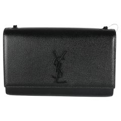 Saint Laurent Black Grain De Poudre Monochrome Medium Kate Chain Bag