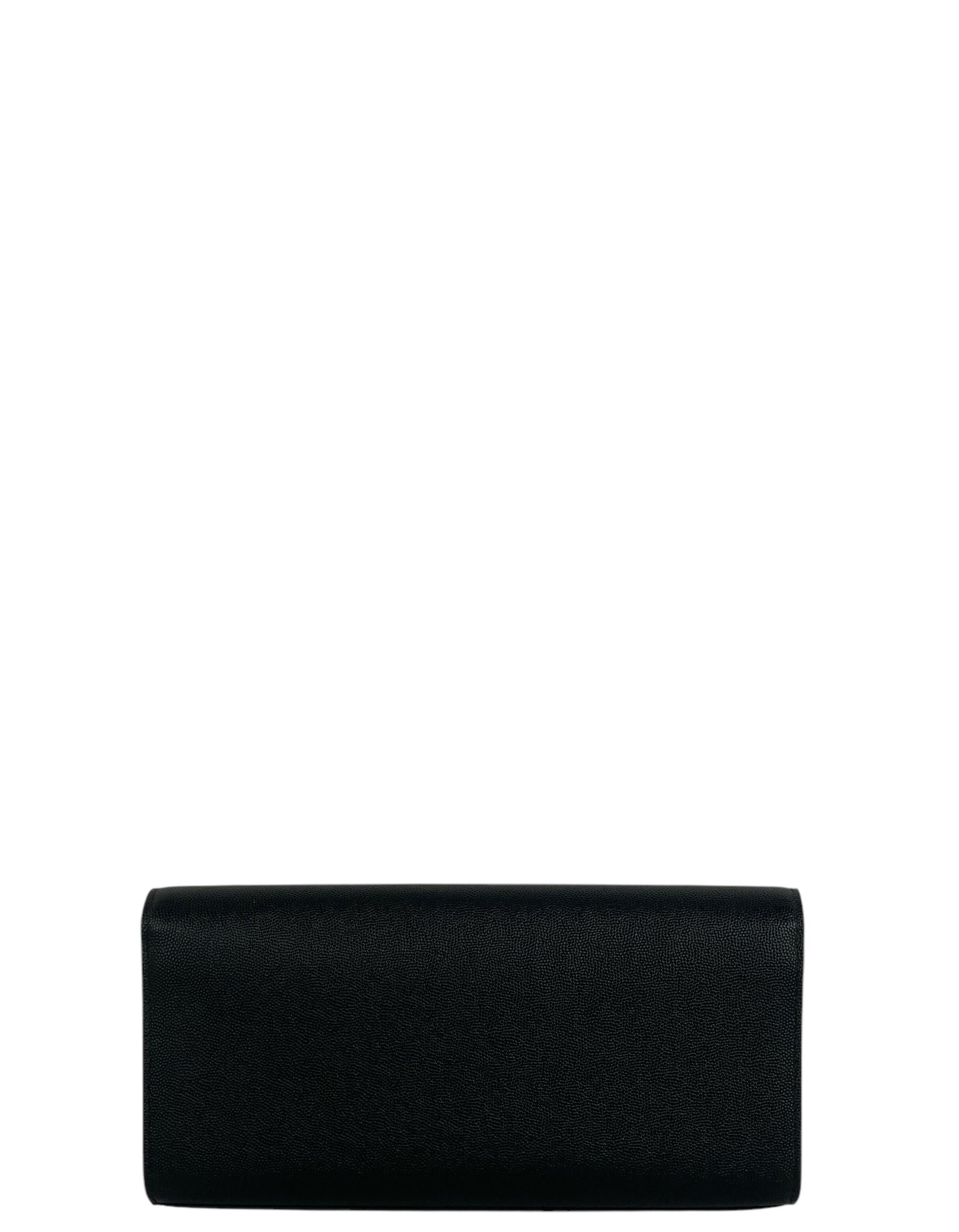 Nero Saint Laurent Pochette Monogram Cassandre in Grain De Poudre nero in vendita