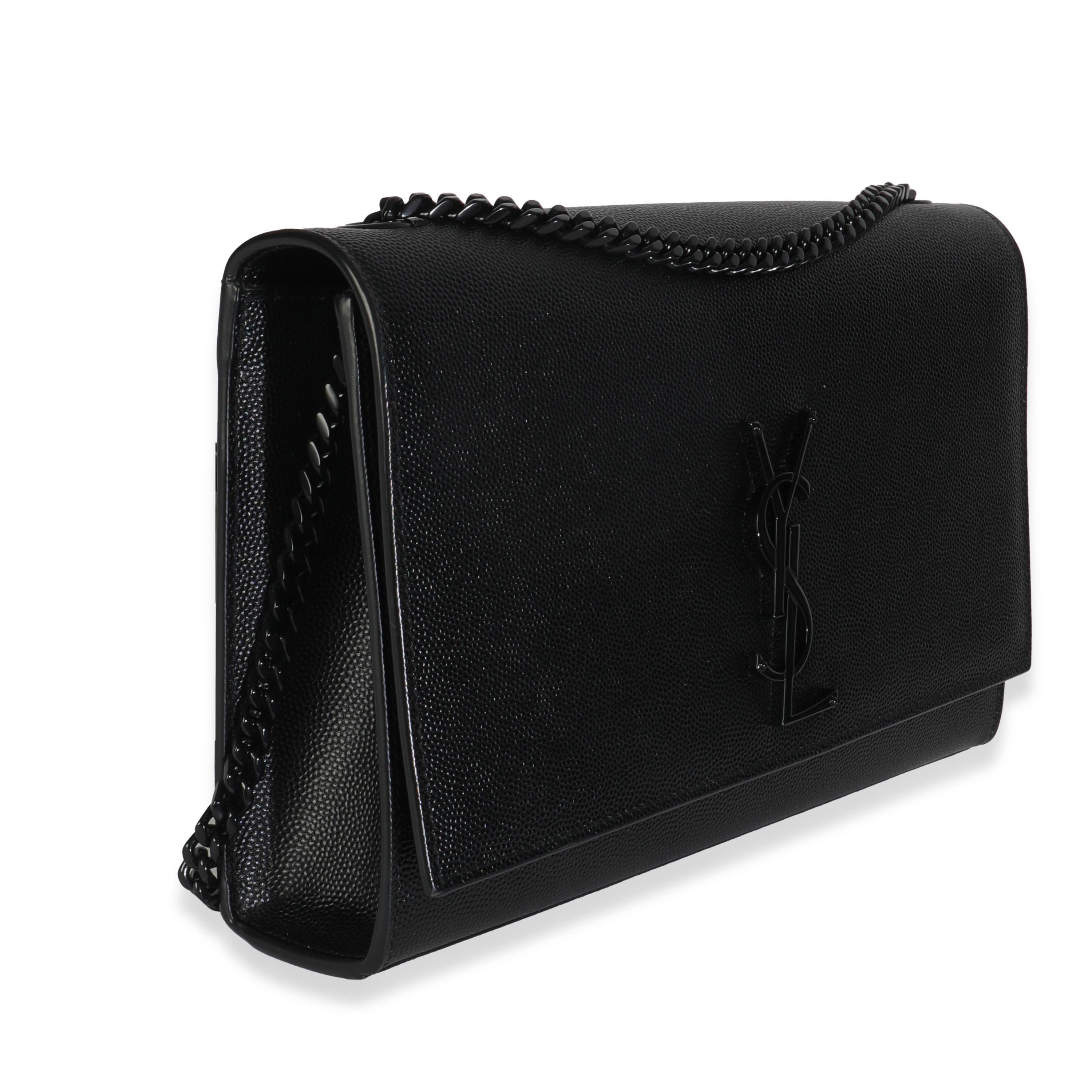 Saint Laurent Nero Grain De Poudre Monogram Monochrome Medium Kate Satchel In condizioni ottime in vendita a New York, NY