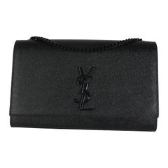 Saint Laurent Nero Grain De Poudre Monogram Monochrome Medium Kate Satchel