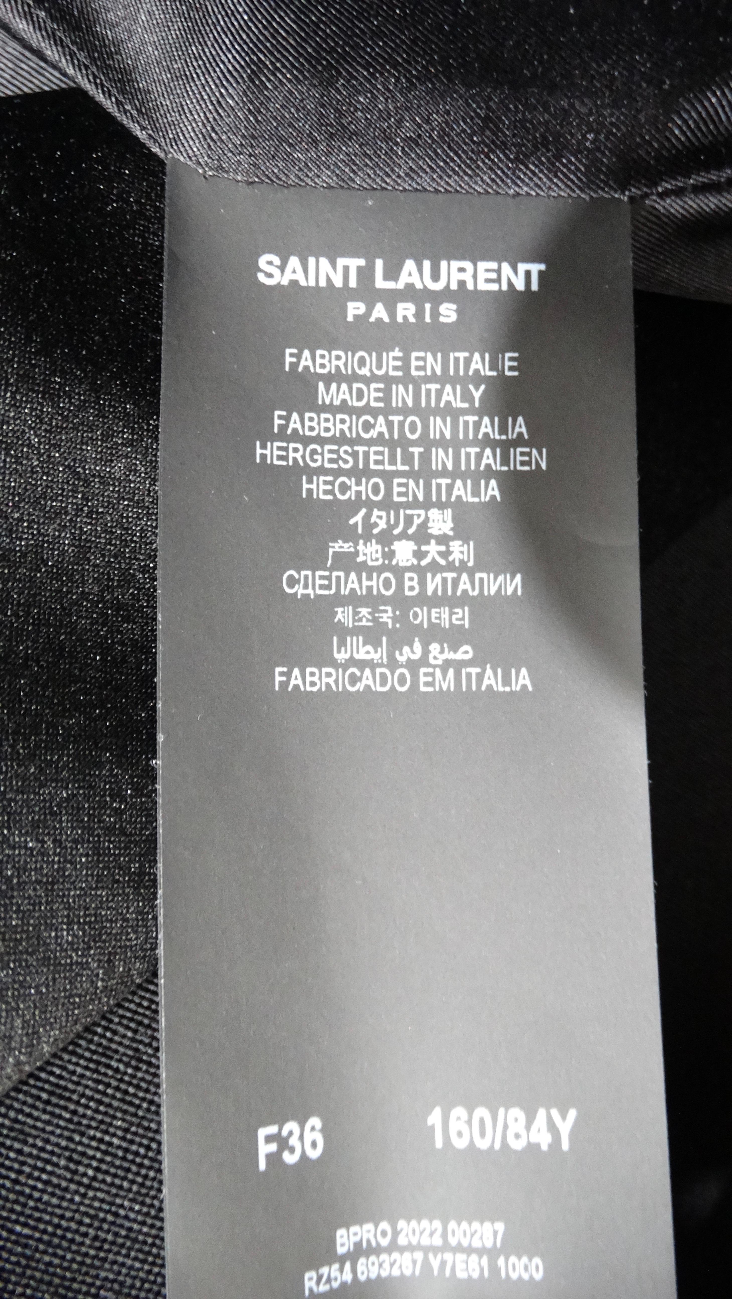 Saint Laurent Schwarzes Grain De Poudre Seidengefüttertes Smokingkleid im Angebot 6