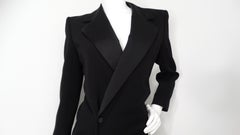 Saint Laurent Black Grain De Poudre Silk Lined Tuxedo Dress
