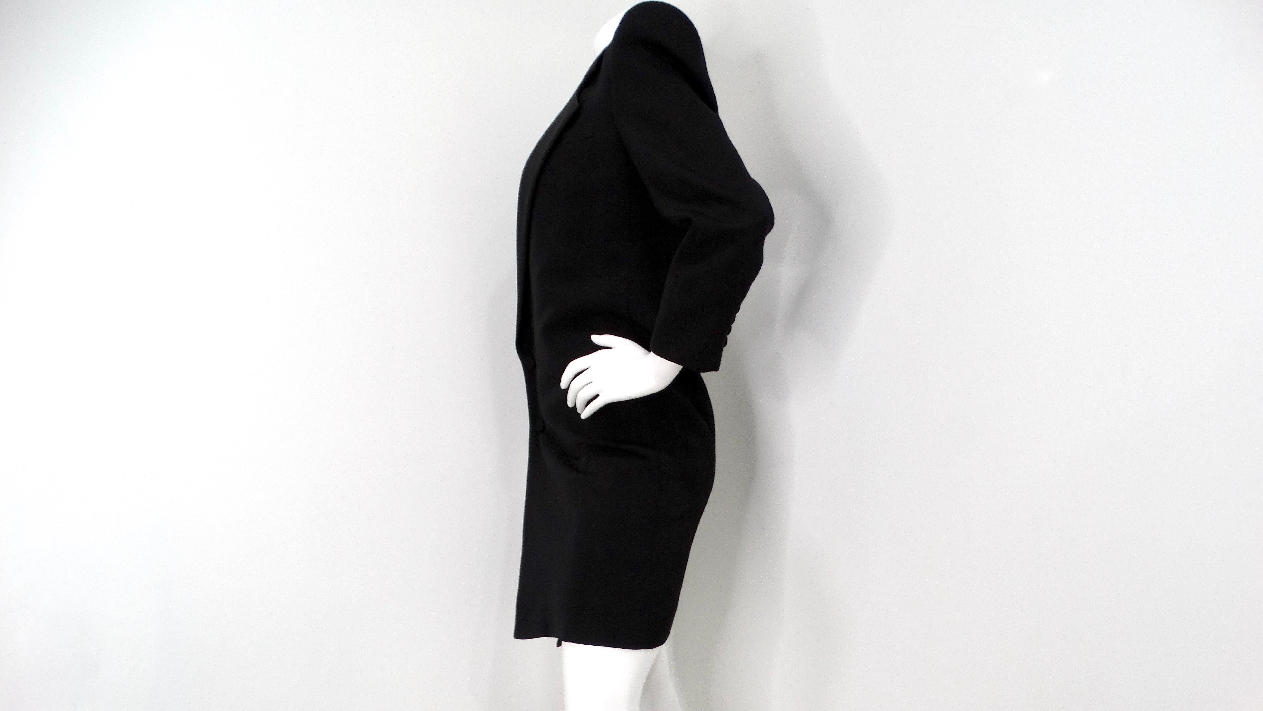 Saint Laurent Schwarzes Grain De Poudre Seidengefüttertes Smokingkleid Damen im Angebot