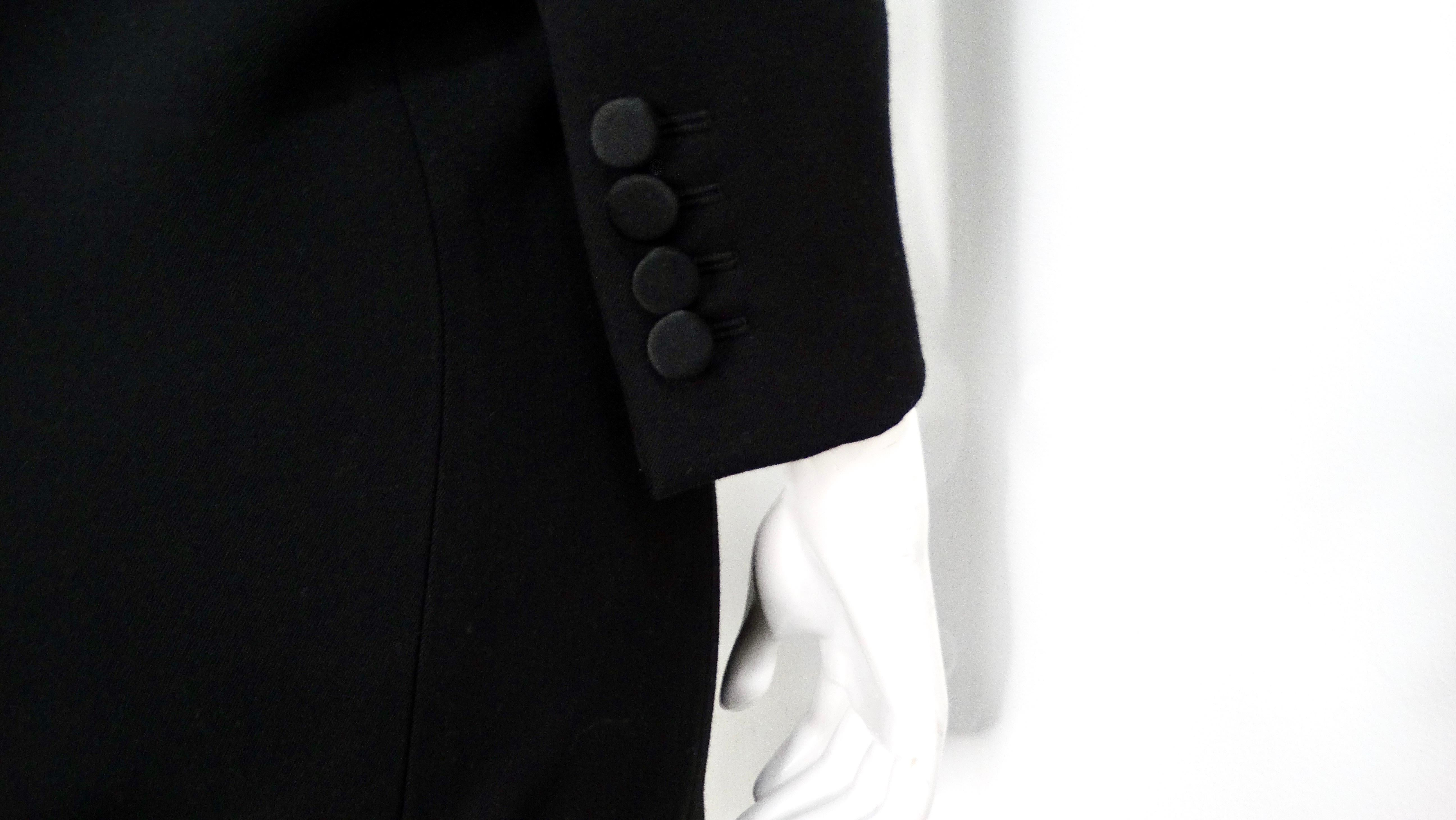 Saint Laurent Schwarzes Grain De Poudre Seidengefüttertes Smokingkleid im Angebot 4