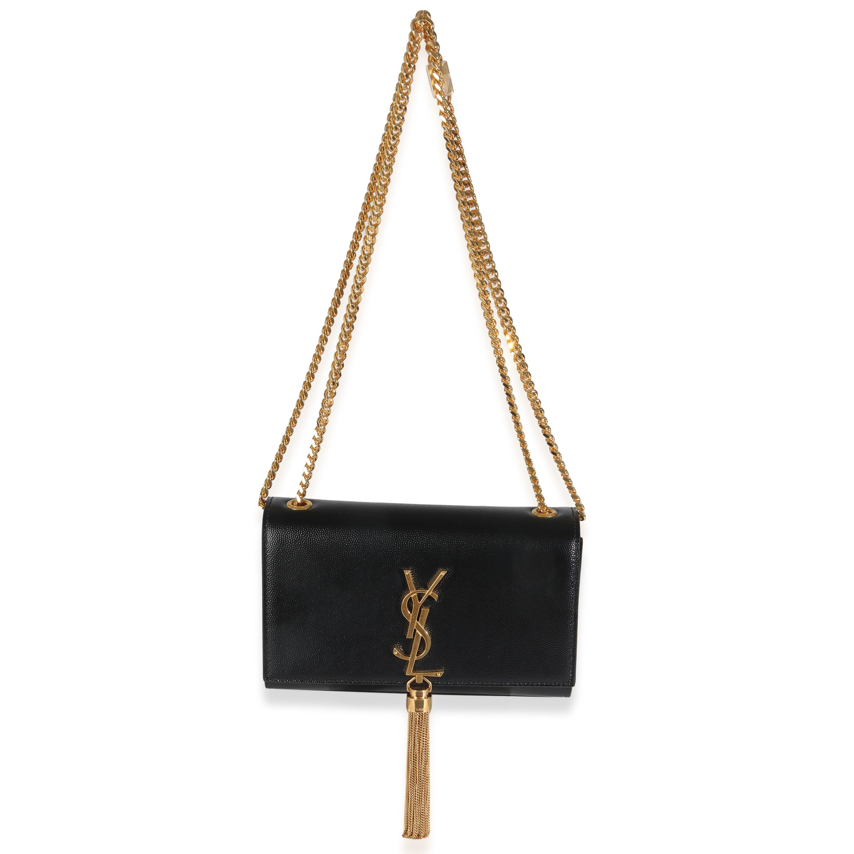 Saint Laurent Black Grain De Poudre Small Kate Tassel For Sale 1