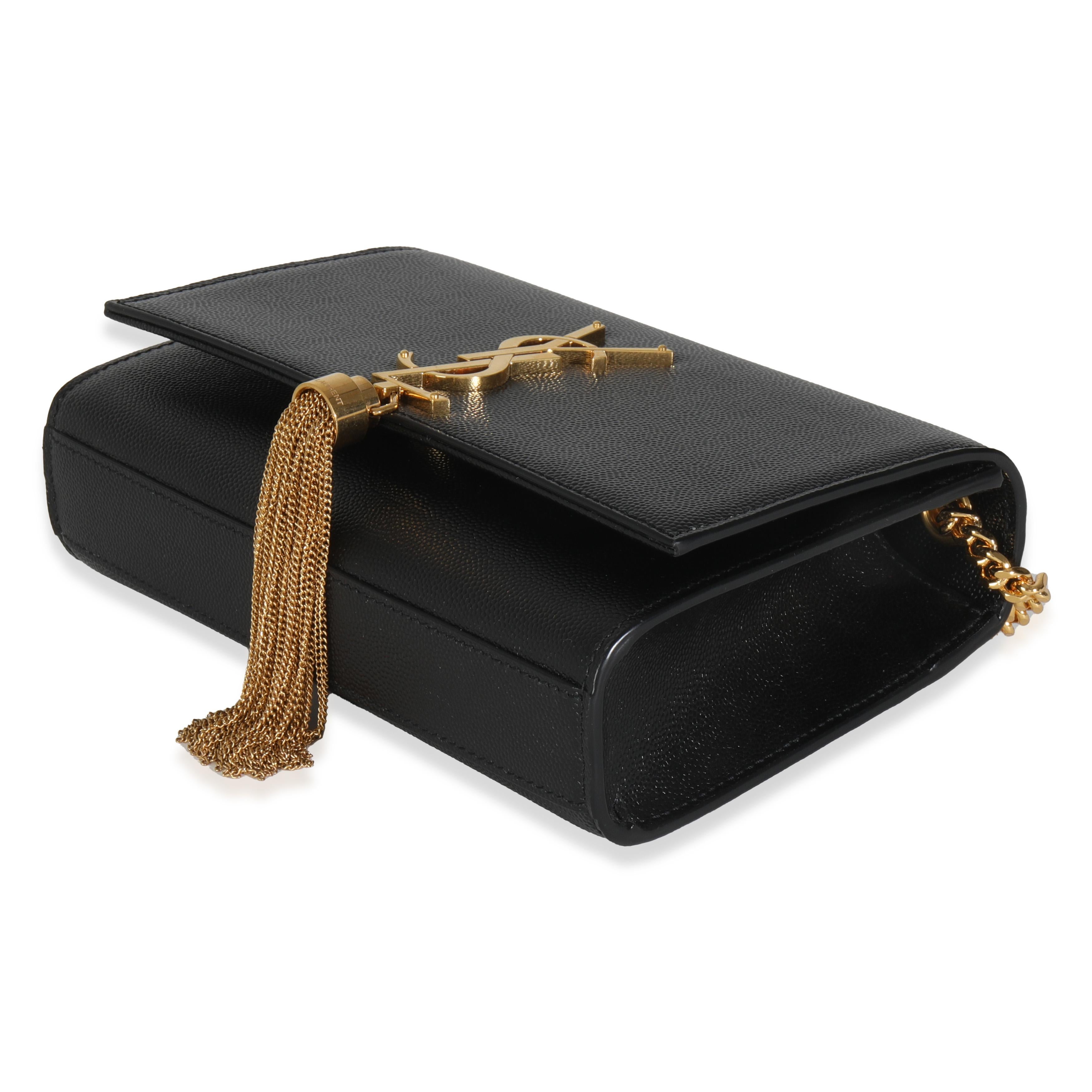 Saint Laurent Black Grain De Poudre Small Kate Tassel For Sale 2