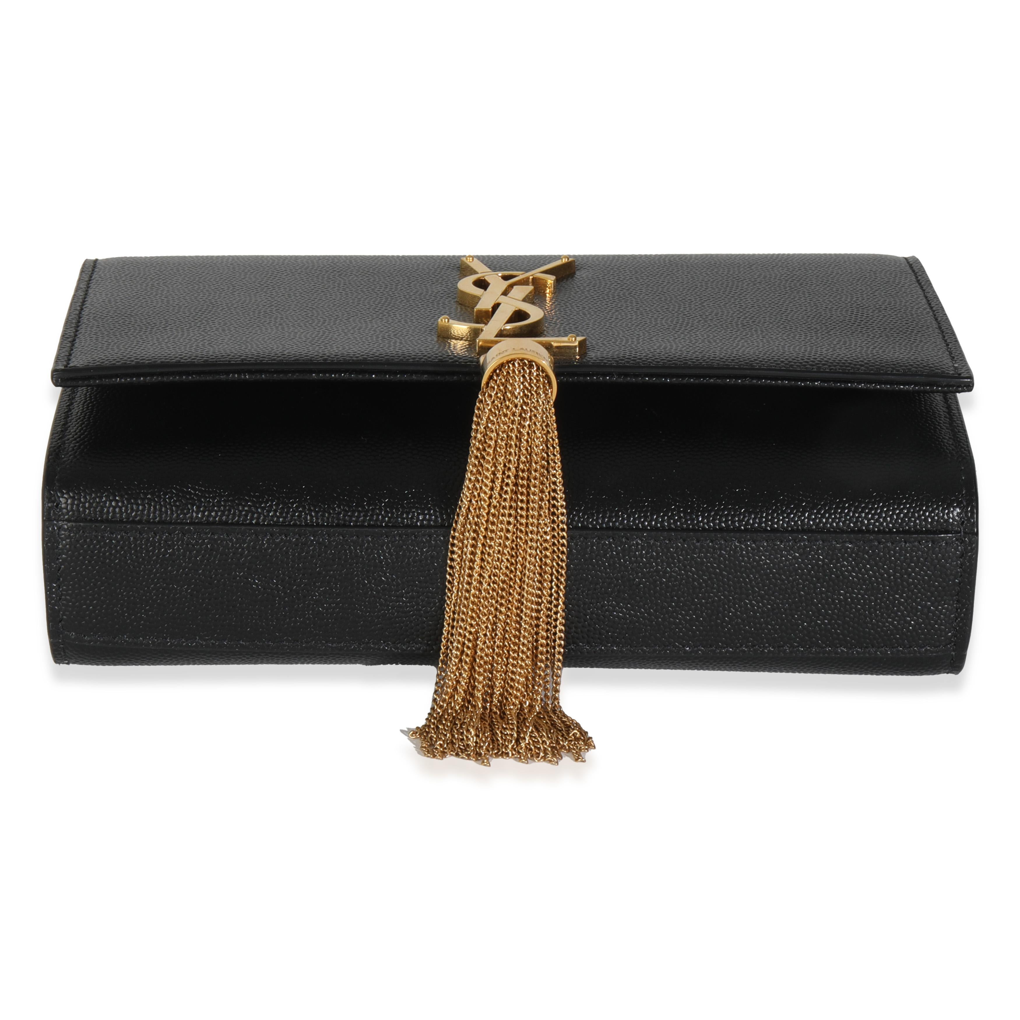 Saint Laurent Black Grain De Poudre Small Kate Tassel For Sale 3
