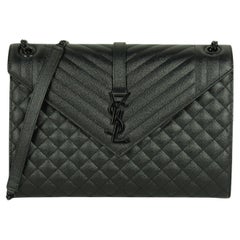 Saint Laurent Schwarz Grain De Poudre Triquilt Große Monochrome Tasche mit Monochromem Monochrom-Monogramm