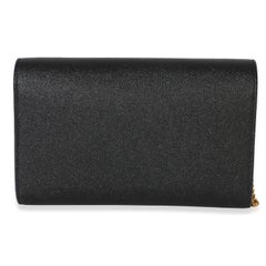 Saint Laurent Black Grain de Poudre Uptown Chain Wallet