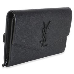 Saint Laurent Black Grain de Poudre Uptown Chain Wallet