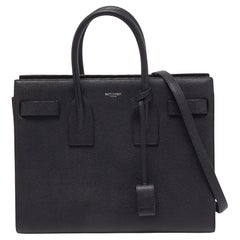 Saint Laurent Black Grain Leather Small Classic Sac De Jour Tote