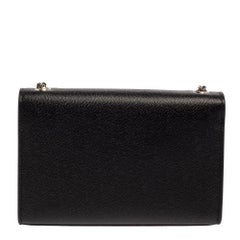 Saint Laurent Schwarzes genarbtes Leder Kleine Kate Umhängetasche