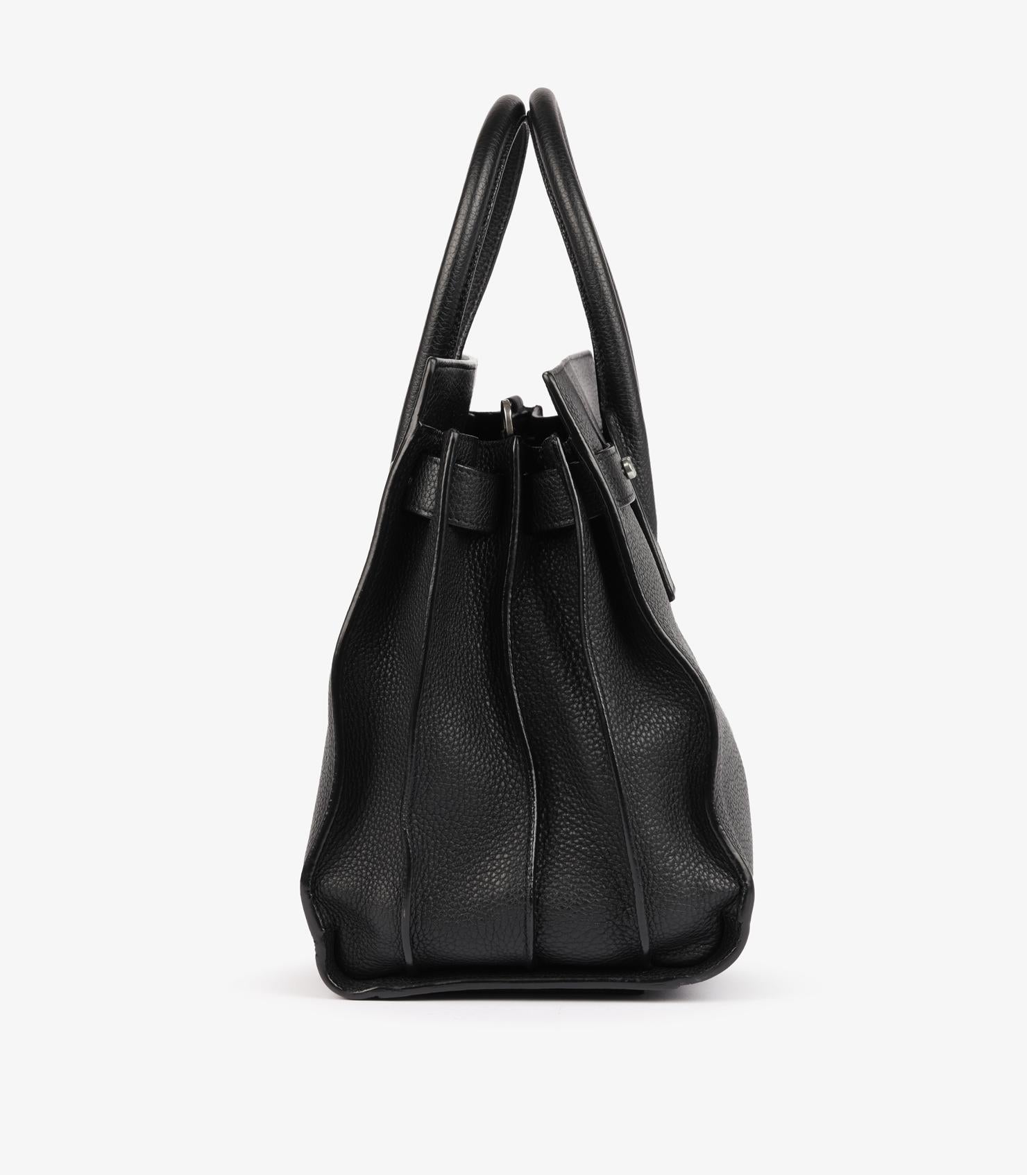 Donna Saint Laurent Black Grained Calfskin Leather Souple Small Sac De Jour in vendita