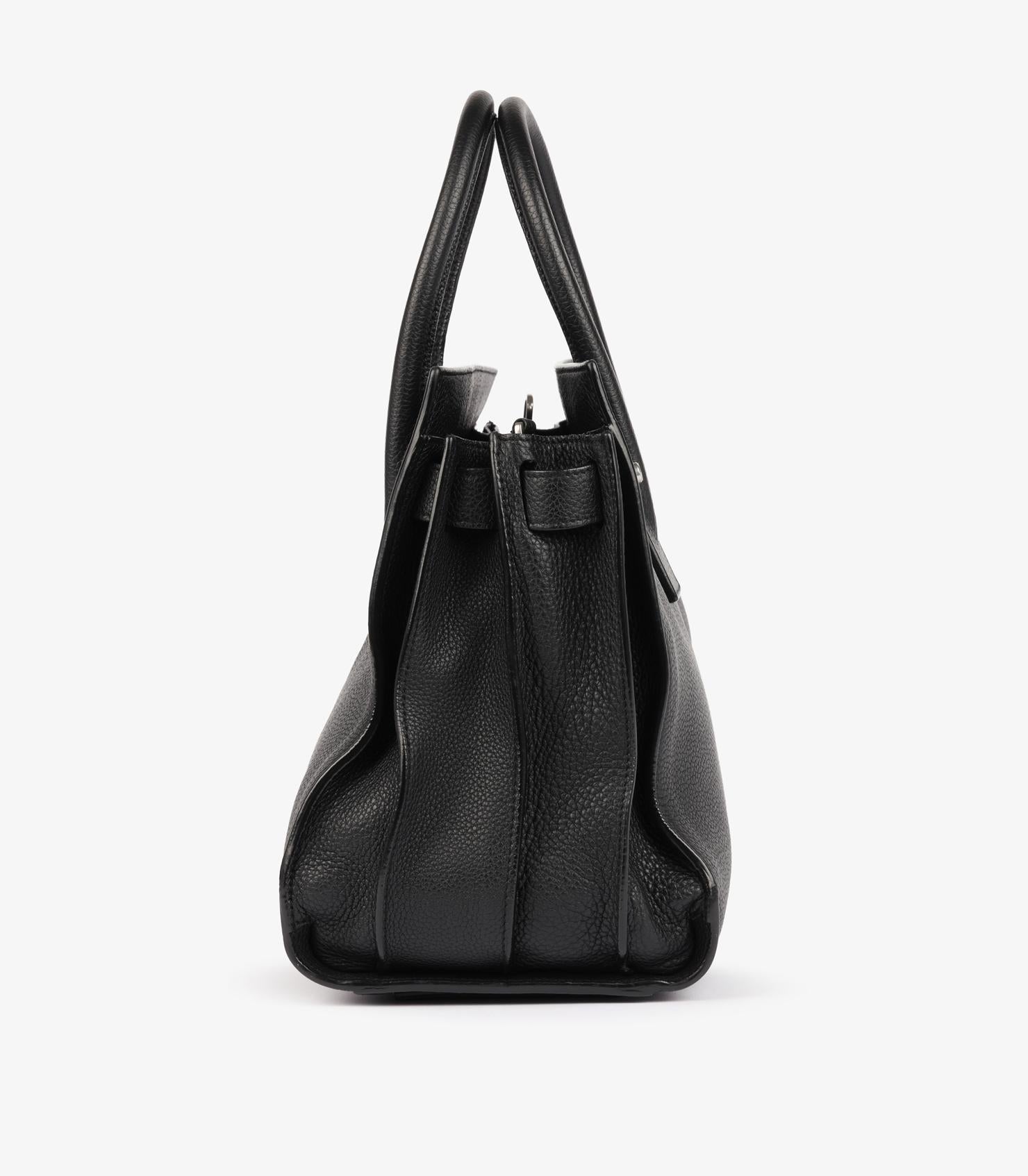 Saint Laurent Black Grained Calfskin Leather Souple Small Sac De Jour in vendita 1