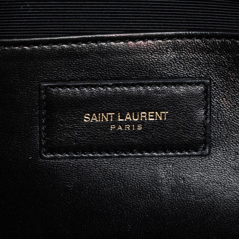 Saint Laurent Black Grained Leather Kate Monogram Clutch 3