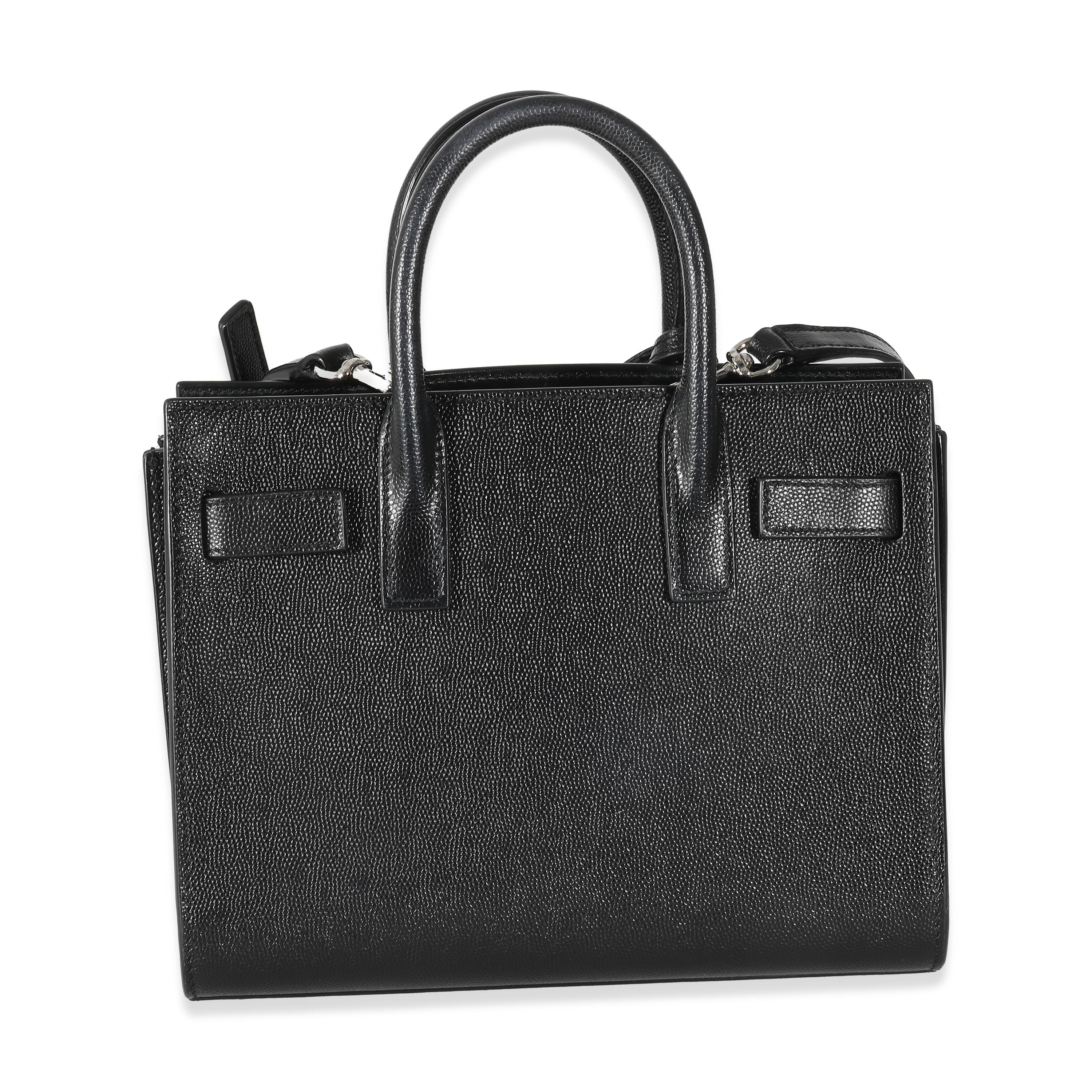 Saint Laurent Black Grained Leather Nano Sac De Jour In Excellent Condition For Sale In New York, NY