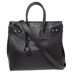 Saint Laurent Black Grained Leather North/South Sac De Jour Tote