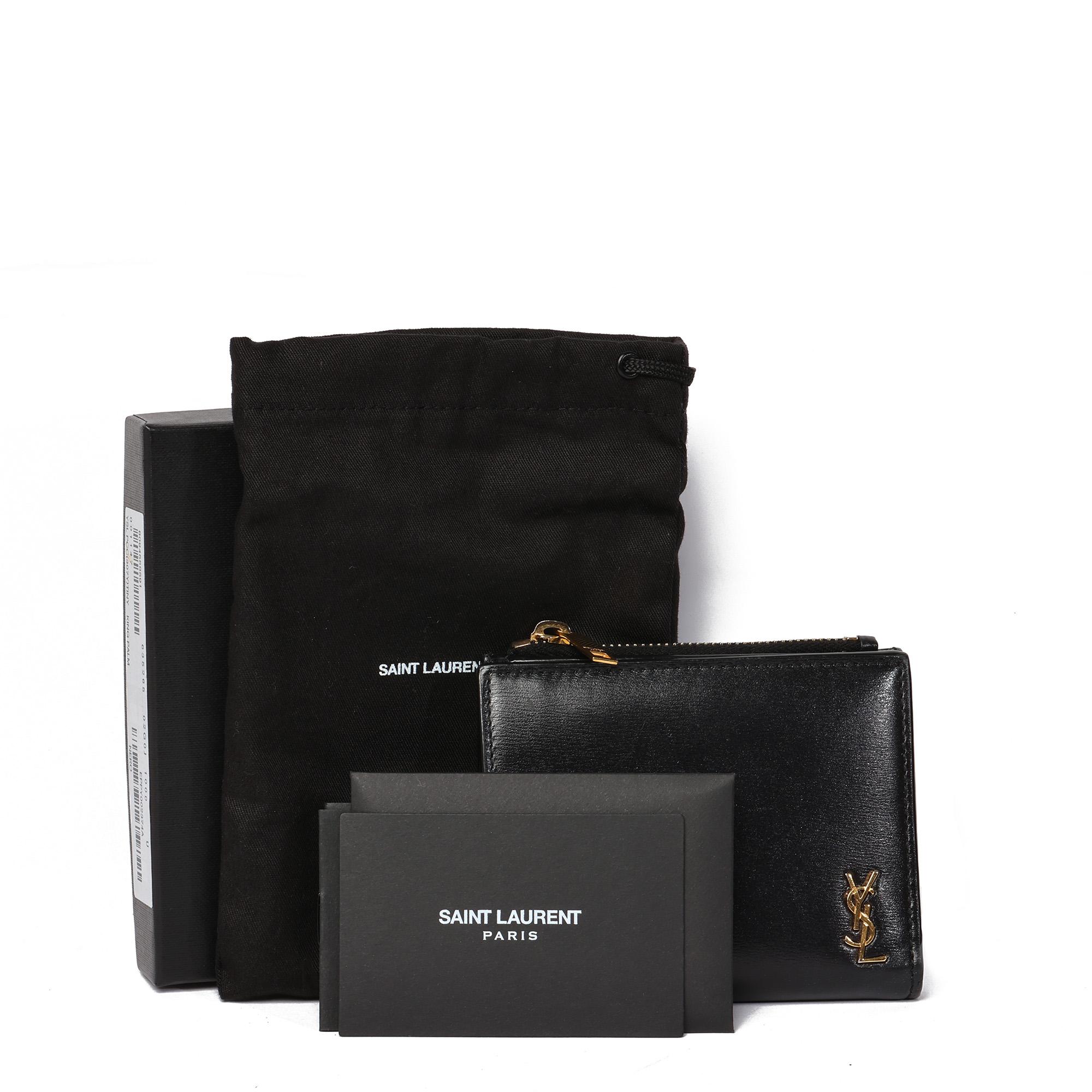 Saint Laurent Black Grained Leather TIny Cassandre Bi-fold ID Wallet In Excellent Condition In Bishop's Stortford, Hertfordshire