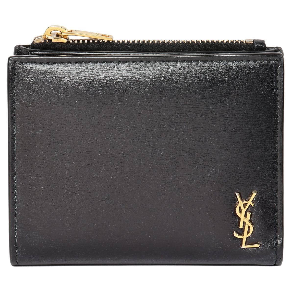 Saint Laurent Black Grained Leather TIny Cassandre Bi-fold ID Wallet at  1stDibs | tiny cassandre card case in grained leather, ysl portefeuille  femme wallet, tiny cassandre flat wallet in grained leather