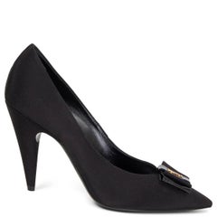 Chaussures à talons noir gros-grain SAINT LAURENT ANAIS BOW 2020, taille 37,5