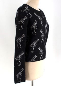Saint Laurent Black Gun Pop Jacquard Wool-blend Knit Sweater SIZE S