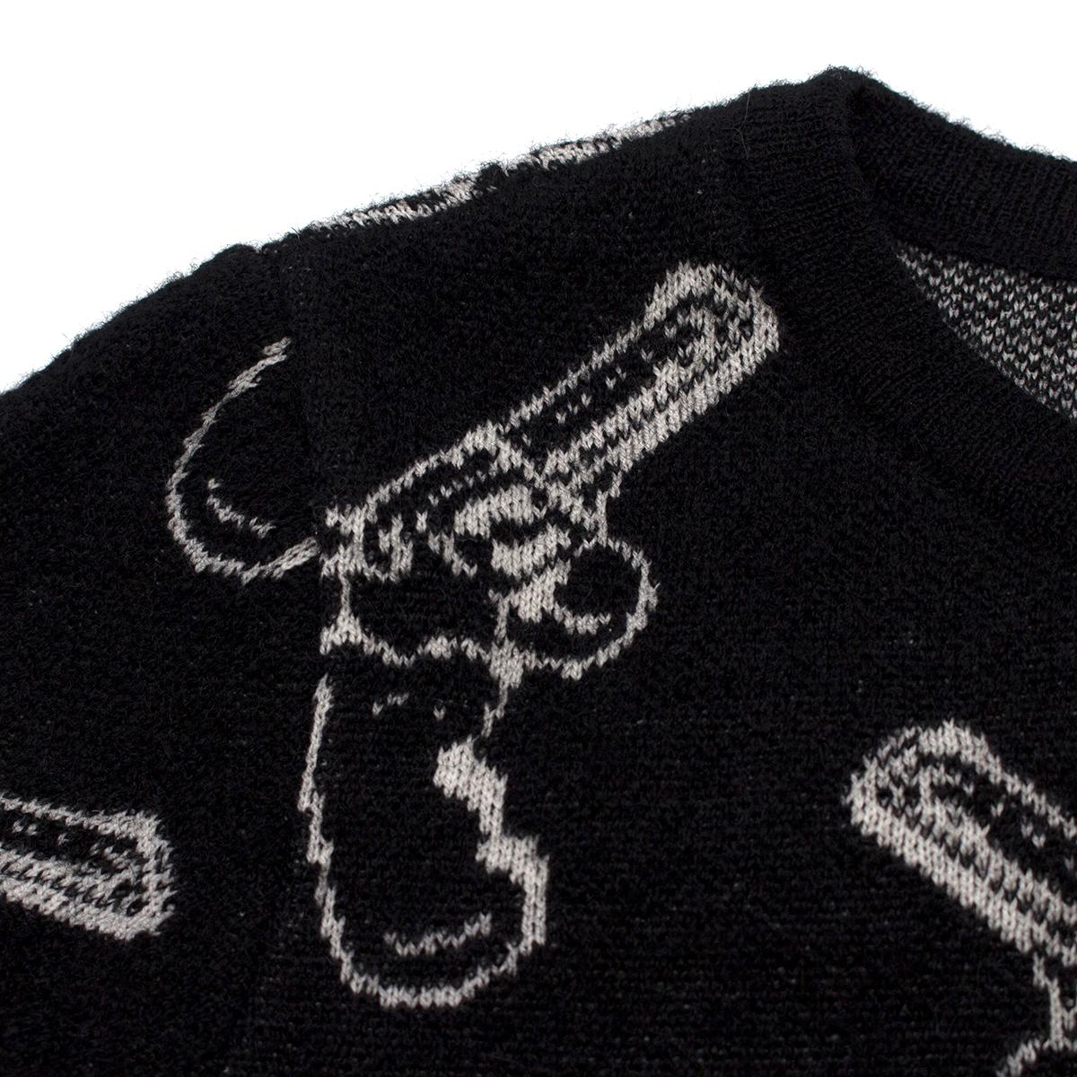 Women's Saint Laurent Black Gun Pop Jacquard Wool-blend Knit Sweater SIZE S
