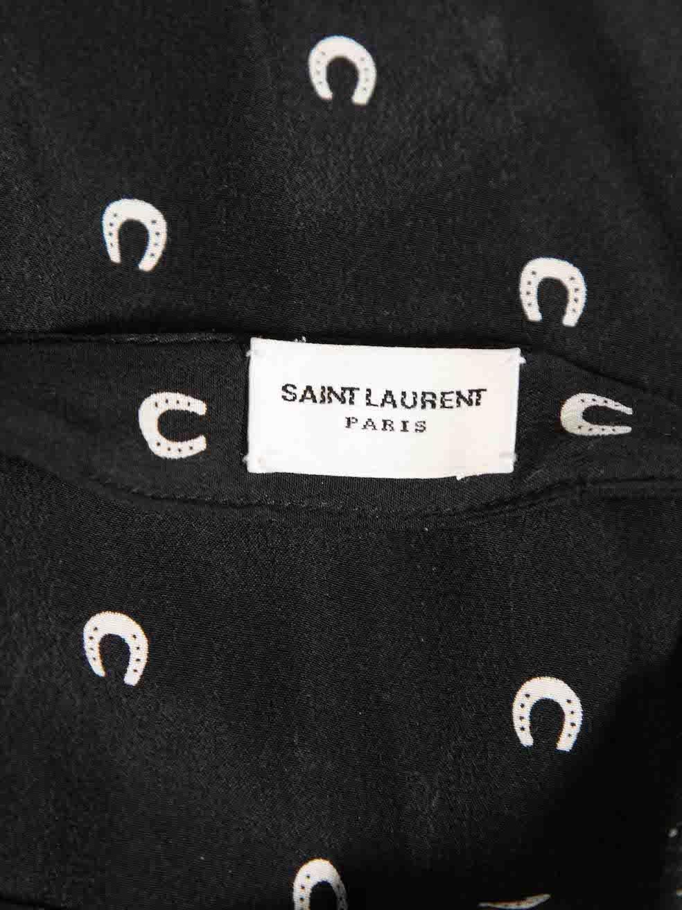 Saint Laurent Black Horse Shoe Print Skinny Scarf 1