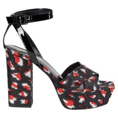 Saint Laurent Black Jacquard Platform Sandals Size IT 40