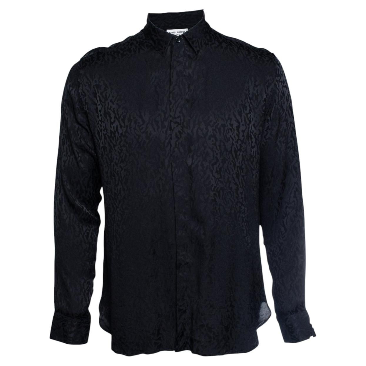 Saint Laurent, schwarzes Hemd mit Jacquarddruck im Angebot