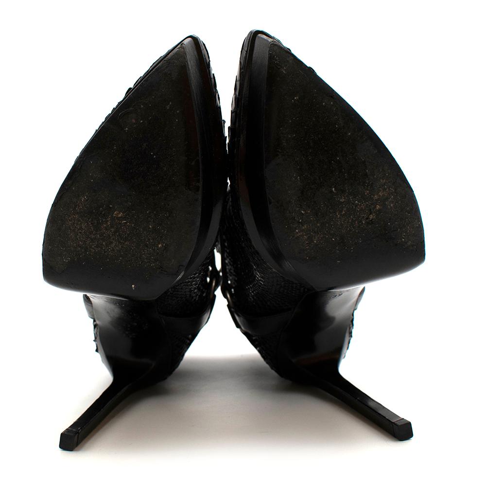 Saint Laurent Black Janis Python Ankle Boots 39 For Sale 1
