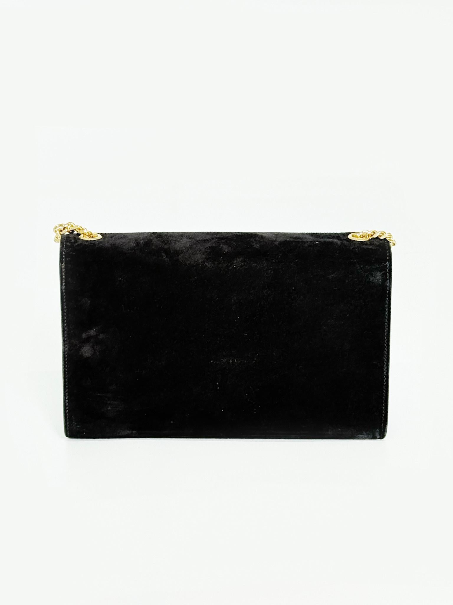 Saint Laurent Black Kate Gold Tassel Suede Medium For Sale 7