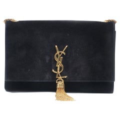 Saint Laurent Black Kate Gold Tassel Suede Medium