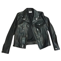 Saint Laurent Black L Signature Hedi Slimane Fw15 Luxury Lambskin Moto Biker Men