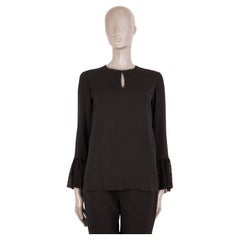 SAINT LAURENT nero LACE RUFFLE SLEEVE Camicetta 36 XS