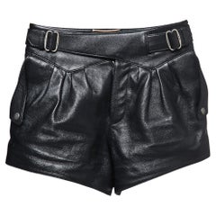Saint Laurent Black Lambskin Leather Mini Shorts S