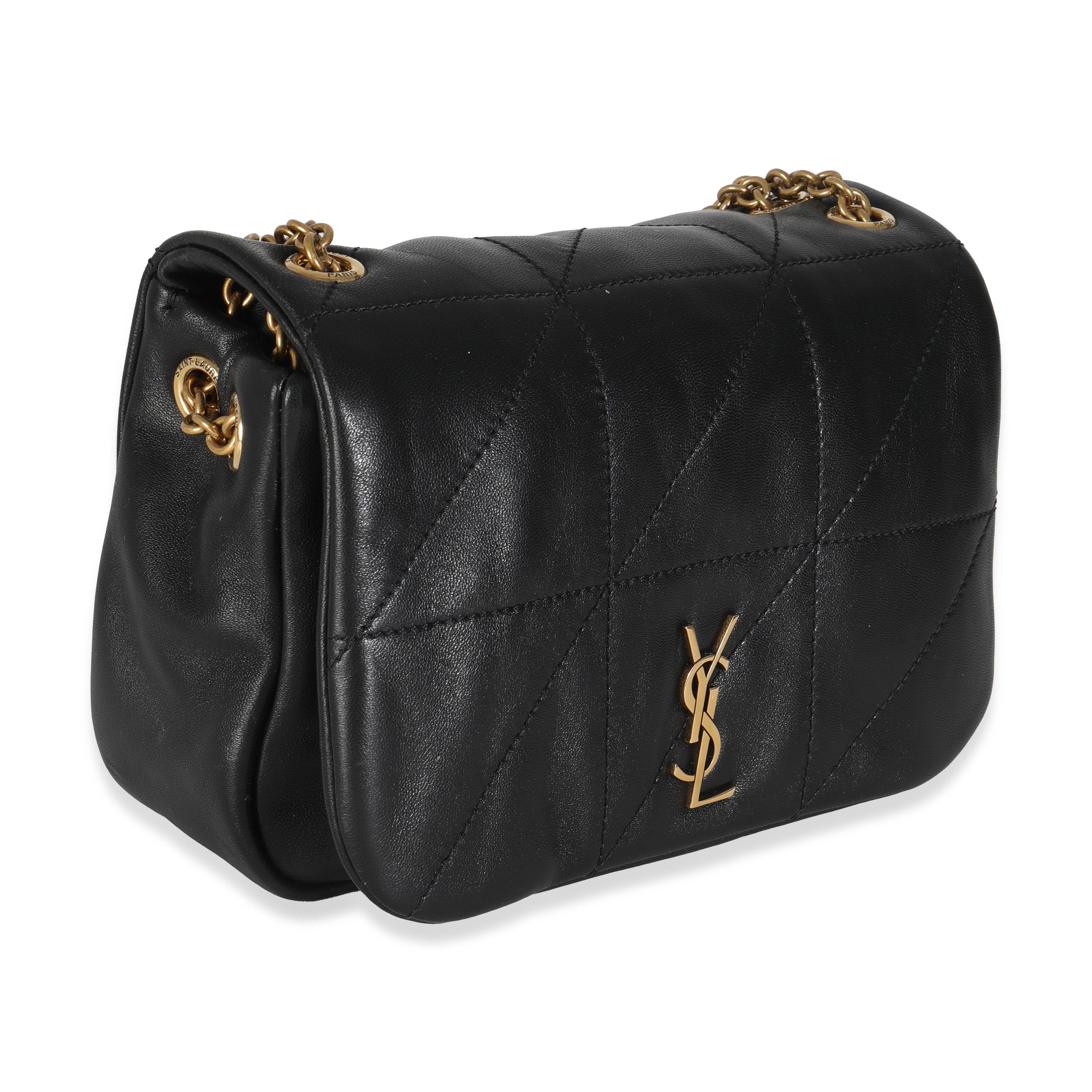 Saint Laurent Black Lambskin Matelasse Monogram Mini Jamie 4.3 In Excellent Condition For Sale In New York, NY