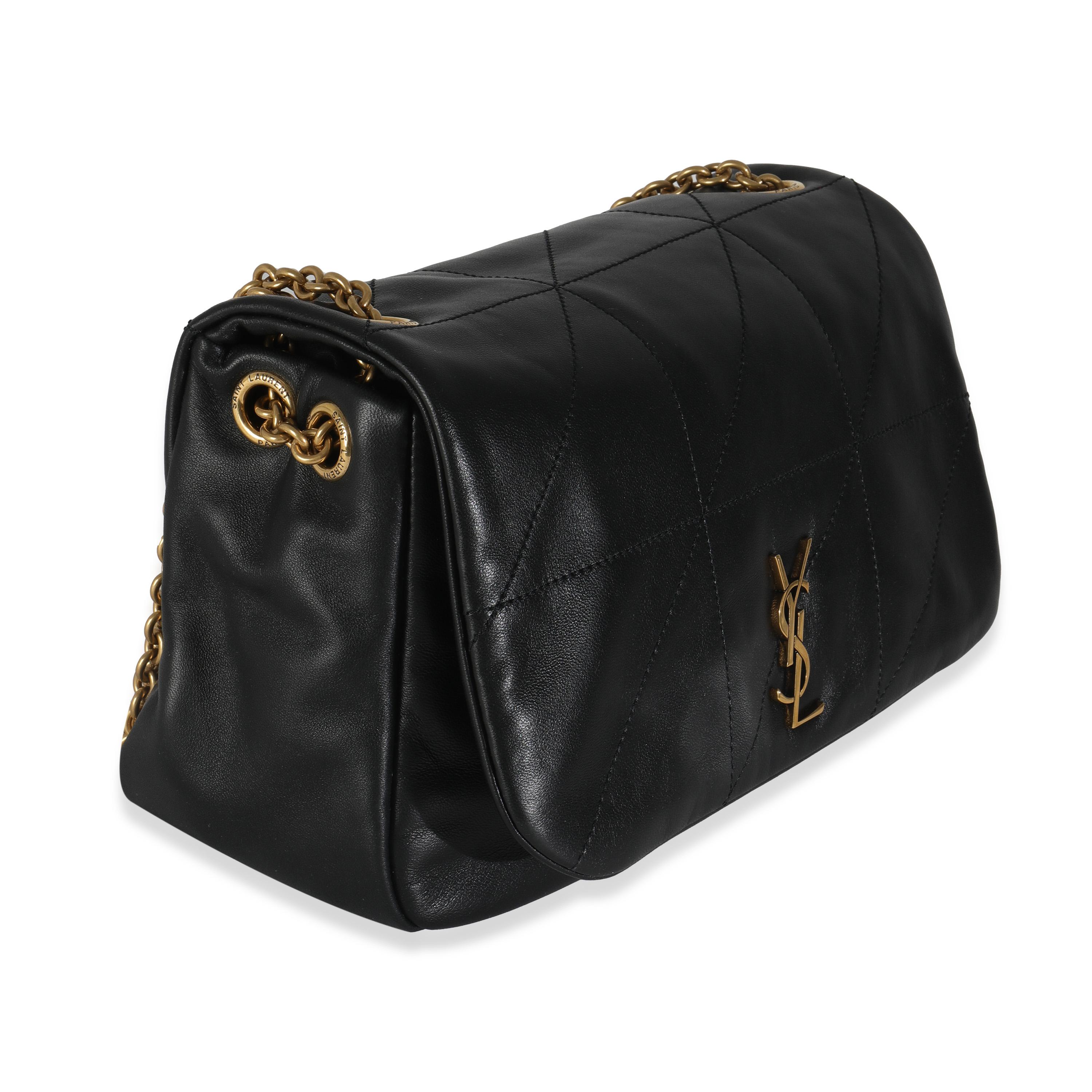 Saint Laurent Black Lambskin Matelasse Monogram Small Jamie 4.3 In Excellent Condition For Sale In New York, NY