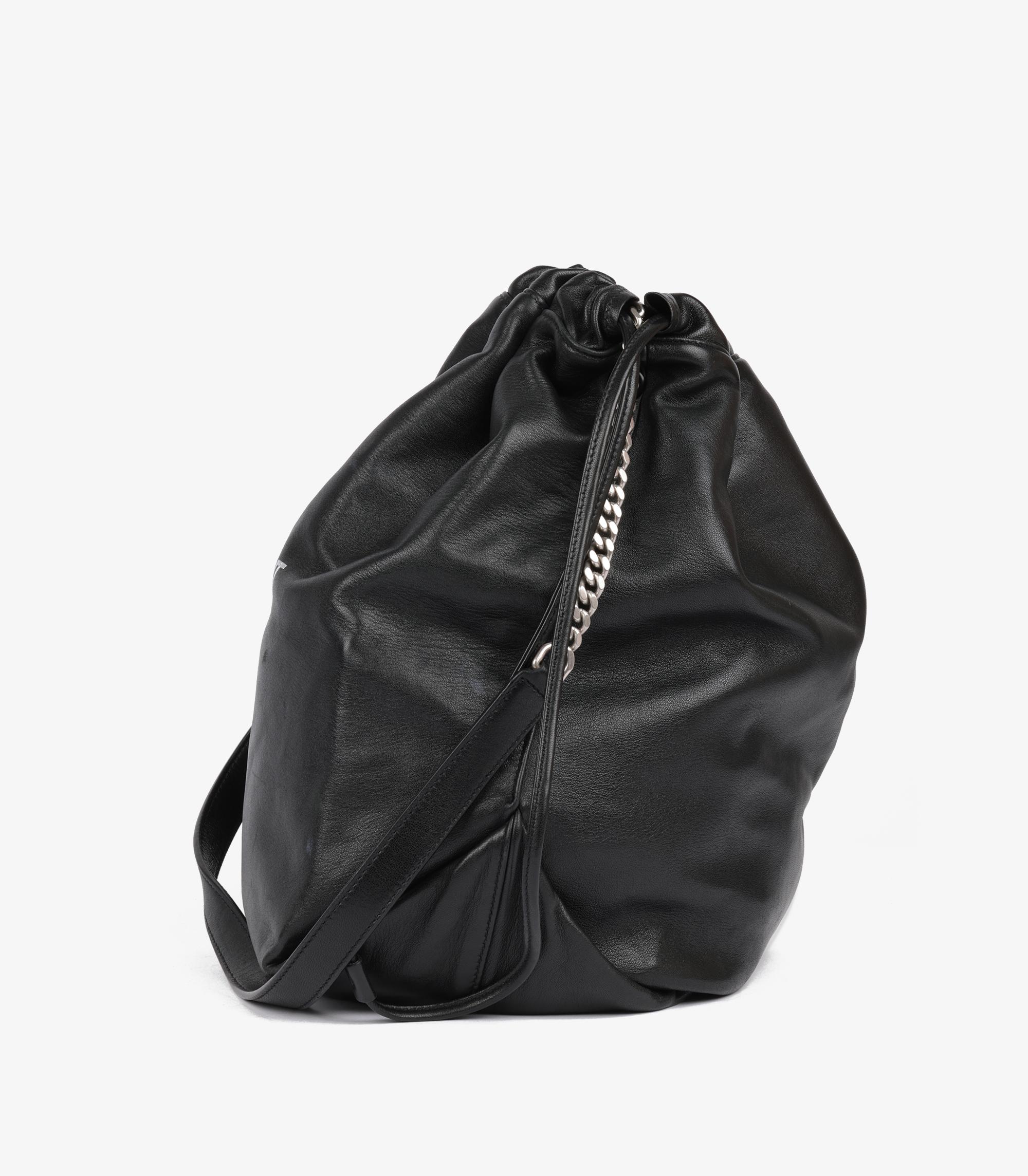 Saint Laurent Black Lambskin Teddy Bucket Bag With Pouch For Sale 2