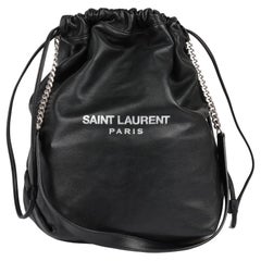 Saint Laurent Black Lambskin Teddy Bucket Bag With Pouch