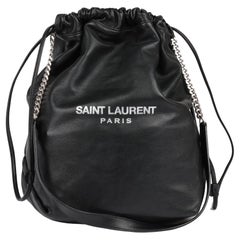 Used Saint Laurent Black Lambskin Teddy Bucket Bag With Pouch