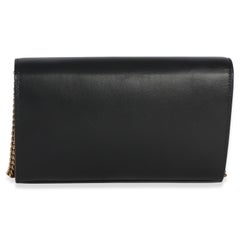 Saint Laurent Black Lambskin Tri Metal Kate Wallet On Chain Bag