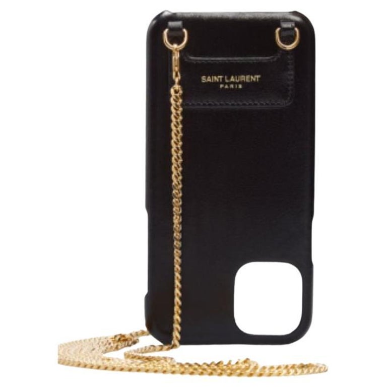 Saint Laurent Black Leather 11 Pro iPhone Crossbody case For Sale at 1stDibs