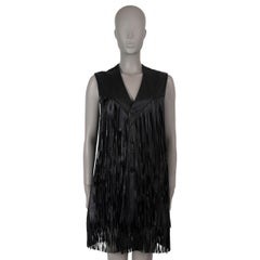 SAINT LAURENT cuero negro 2016 CHALECO FRANQUEADO Chaqueta 40 M