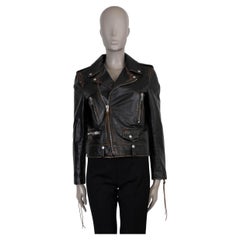 SAINT LAURENT schwarzes Leder 2017 DISTRESSED BIKER Jacke 42 L