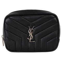 SAINT LAURENT in pelle nera 2018 MONOGRAM LOULOU COSMETIC Case Pouch Borsa