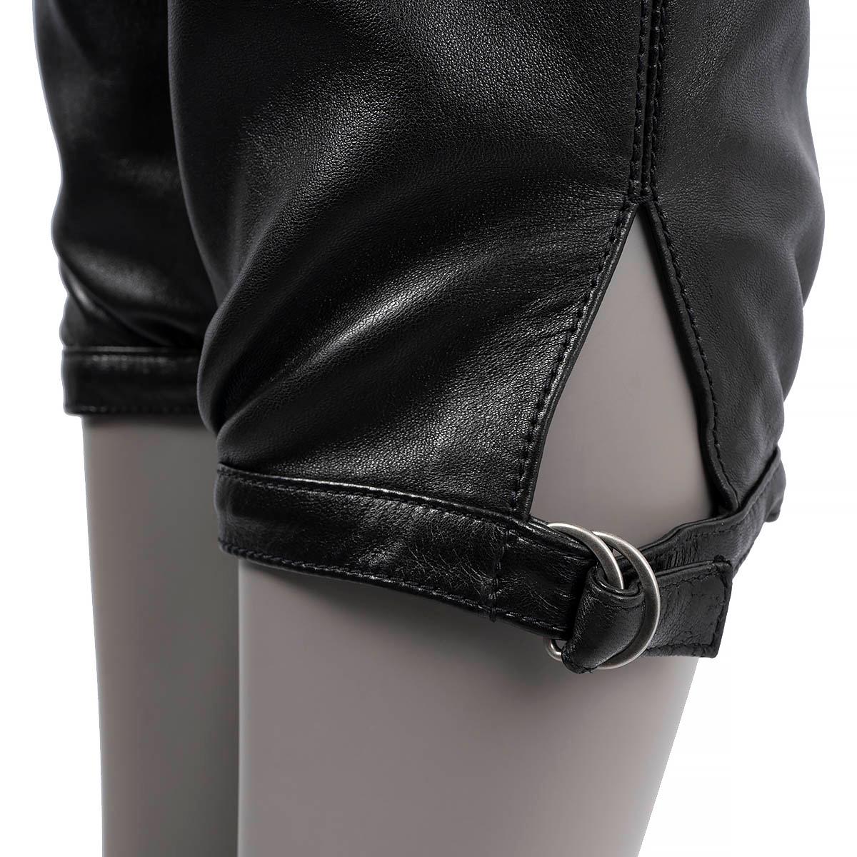 SAINT LAURENT black leather 2020 PLEATED CROPPED Pants 40 M For Sale 2
