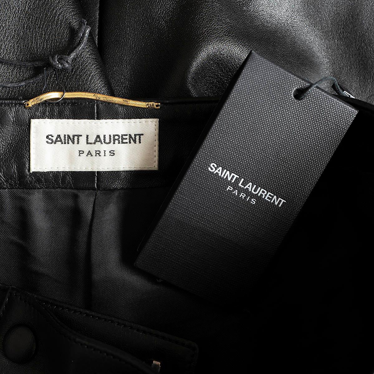 SAINT LAURENT black leather 2020 PLEATED CROPPED Pants 40 M For Sale 3